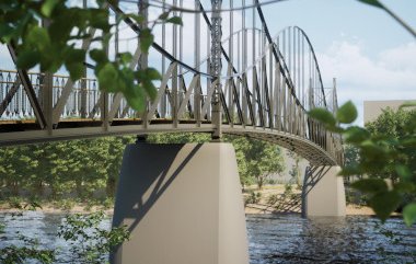 Virtuelles detailgetreues Modell des Alten Kaiserstegs, dieser überspannte die Spree zwischen Ober- und Unterschöneweide von 1898 – 1945